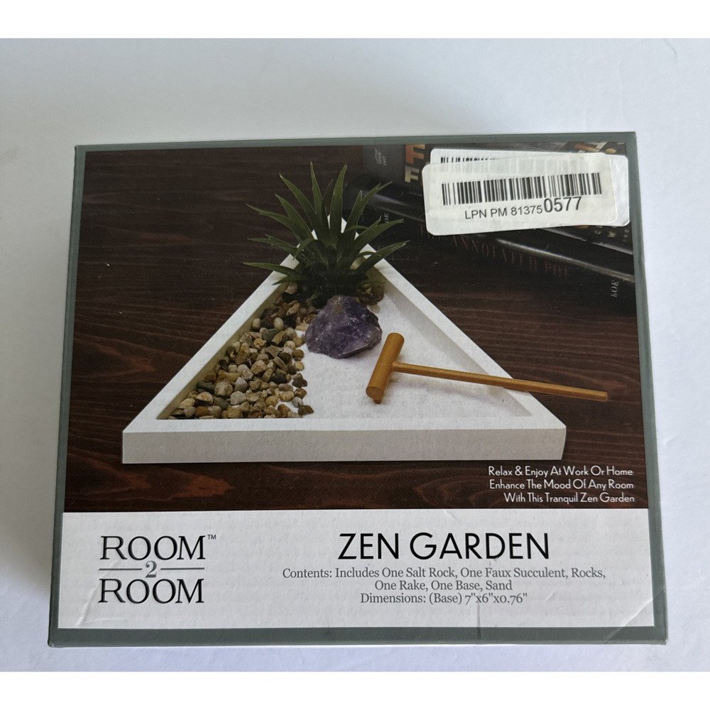 Room‎ 2 Room Zen Garden Gift Beach Sand Rake Desktop Plant Salt rock NEW - Picture 2 of 2